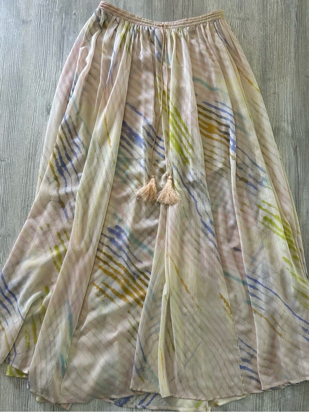 Free People True To You Maxi Skirt Ivory Pastel Sheer Medium Boho Beachy Coastal